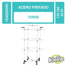 Tendedero de Ropa Torre 3 Racks Plegable Acero 70x65x135 cm Blanco