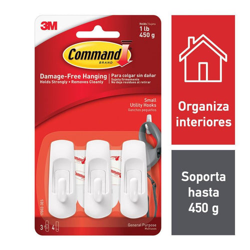 Gancho Uso General Pequeño Blanco 3 Unidades