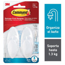 Gancho para Bano con Tiras Impermeables Mediano Blanco