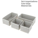 Set 4 Organizadores 14X14X0.1 Cm Beige