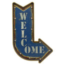 Letrero Led Flecha Welcome Azul 61x5.5 cm