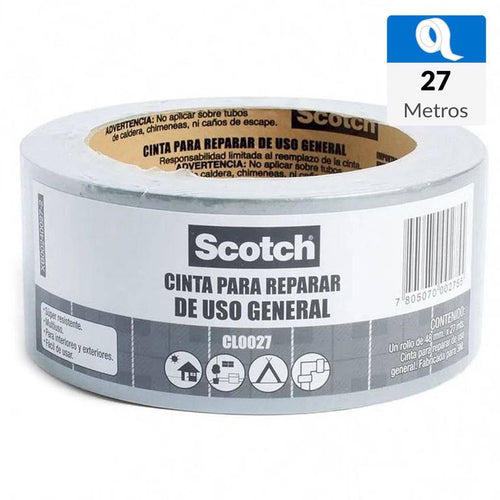 Cinta De Tela Duct Tape Uso General Gris 48Mm X 27 Mts