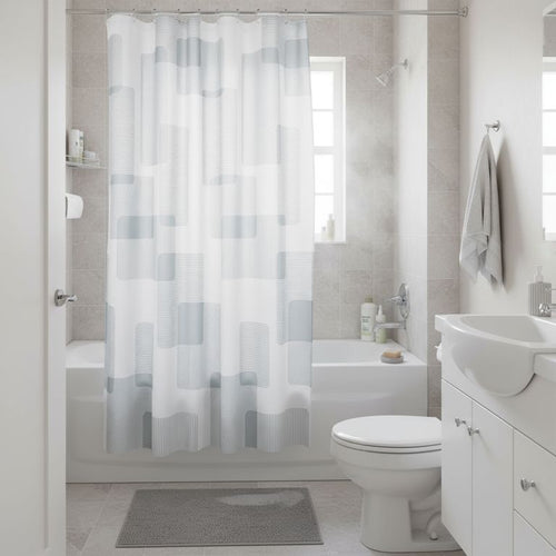 Cortina Bano 178x180 cm Geo Gris