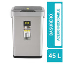 Papelero 45 Litros Acero Inoxidable Gris
