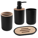 Set 4 Piezas Negro Plastico/Bambu