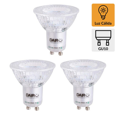 Pack 3 Ampolletas Led 4.3 W Gu10 430 Lm Luz Calida