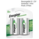 Pack De 2 Pilas Recargables D 2500Mah 1.2V