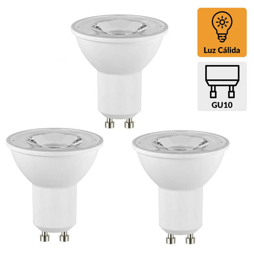 Pack 3 Ampolletas Led 4 W Gu10 370 Lm Luz Calida