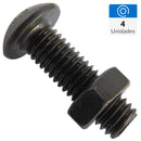 Perno cabeza boton M3 x 16 mm c/tuerca pavonado negro 4u