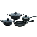 Bateria de cocina 7 Piezas Aluminio Antiadherente Negro