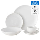 Juego de Loza 30 Piezas Porcelana Redondo Blanco