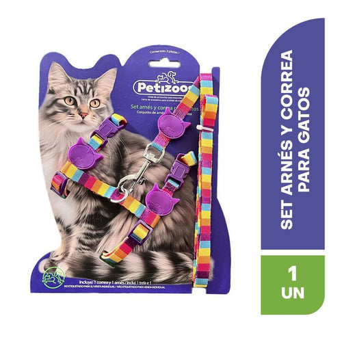 Set Arnes Correa Para Gatos Resistente Mascotas