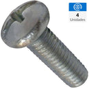 Perno cabeza pan metrica M6-1.0x10 mm zincada 4 unid