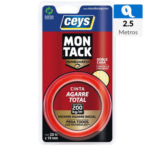 Cinta de montaje roja 19mm x 2.5mts