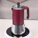 Cafetera Moka 6 Tazas 300 Ml Acero Inoxidable Rojo
