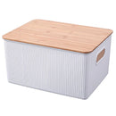 Caja Plastica con Tapa Bambu 29.5x23x38.5 cm 23 l Blanco