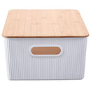 Caja Plastica Con Tapa Bambu 29.5X16X38.5 Cm 16 L Blanco