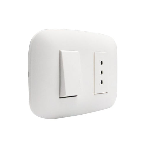 Interruptor Simple (9/12) + Tomacorriente 10A Blanco Domino Sencia
