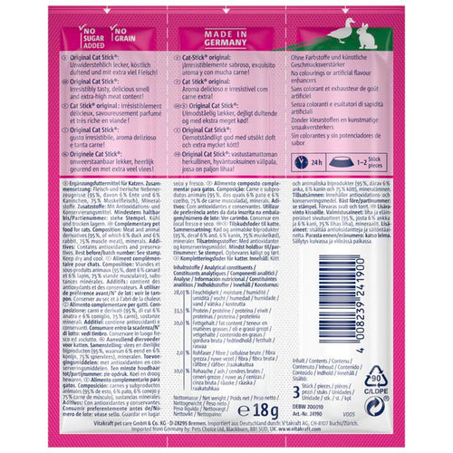 Snack gato stick conejo y pato 18 gr