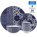 Juego de Loza 24 Piezas Porcelana Azul