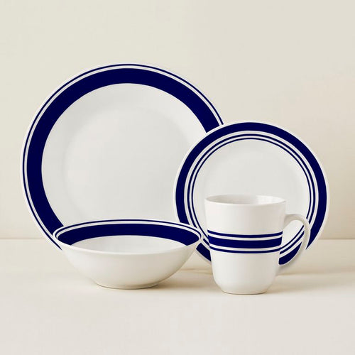 Juego de Loza 16 Piezas Porcelana Borde Blanco
