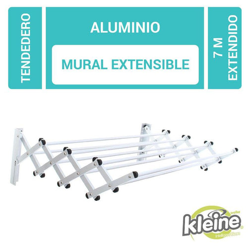 Tendedero de Ropa Muro Aluminio 86x61x22 cm Blanco