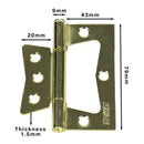 Pack 3 Unidades Bisagra 3X3 Bronce.