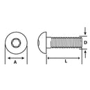 Perno cabeza boton M5 x 20 mm c/tuerca pavonado negro 2u