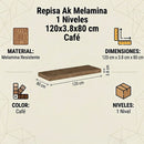 Repisa Ak Melamina 1 Nivel(Es) 120X3.8X80 Cm Cafe