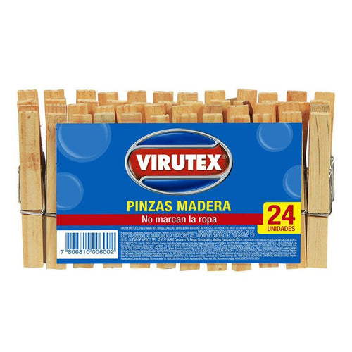 Pinzas Para Ropa De Madera X24