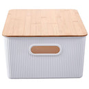 Caja Plastica con Tapa Bambu 29.5x23x38.5 cm 23 l Blanco
