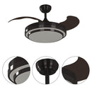Ventilador De Techo Negro Con Aspas Retractiles Y Luz Led Regulable
