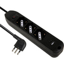 Alargador 3 Tomas + Usb A + Usb C 3 Mt Negro
