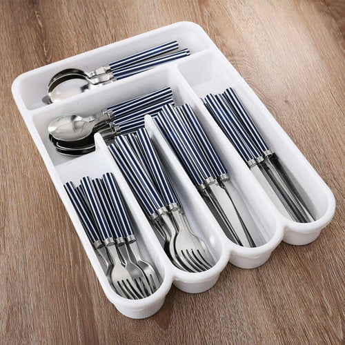 Juego de Cubiertos Acero Inoxidable Rayas 48 Piezas Incluye Organizador