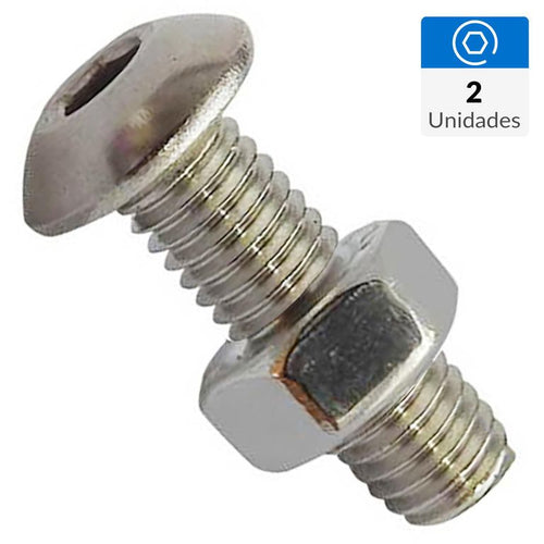 Perno cabeza boton acero inoxidable c/tuerca M4 x 16 mm 2 unid