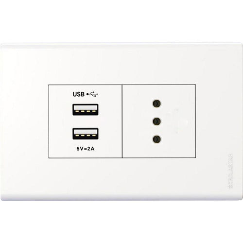 Enchufe 10A + Usb Clio Blanco