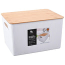 Caja Plastica con Tapa Bambu 29.5x23x38.5 cm 23 l Blanco