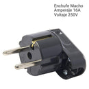 Enchufe Macho Volante Schuko 2P+T 16 A Negro