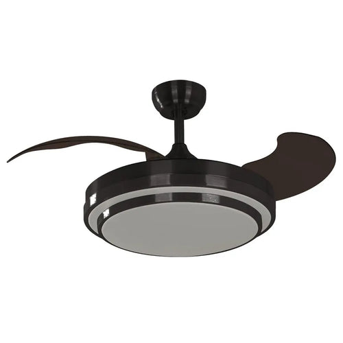 Ventilador De Techo Negro Con Aspas Retractiles Y Luz Led Regulable