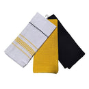 Set 3 Panos Rectangular 40x40 cm Cocina Blanco, Amarillo y Negro