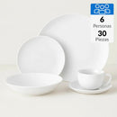 Juego de Loza 30 Piezas Porcelana Redondo Blanco