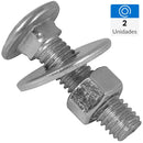 Perno coche c/tuerca y golilla acero inoxidable 1/4x2 1/2 2unid