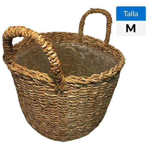 Macetero Canasto Delhi de Fibra de Vidrio 33x28 cm Cafe