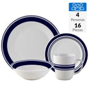 Juego de Loza 16 Piezas Porcelana Borde Blanco