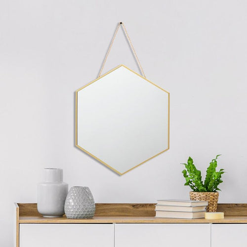 Espejo hexagono 39x45 cm dorado
