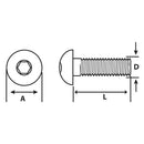 Perno cabeza boton M4 x 12 mm c/tuerca pavonado negro 3u