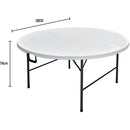 Mesa Plegable Redonda Acero 180X74X180 Cm Blanco