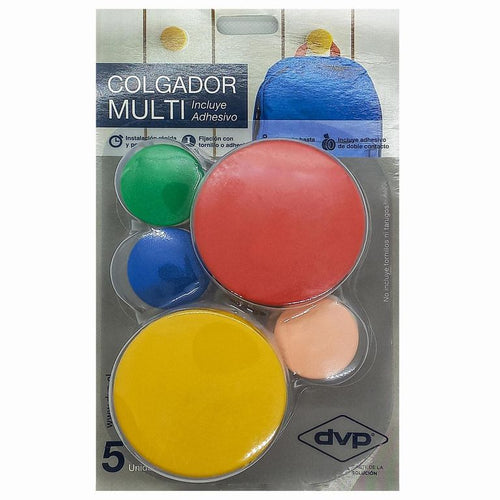 Gancho adhesivo multicolor 5 unidades