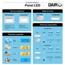 Pack 2 Panel Led Empotrado Circular Blanco 24W Luz Calida