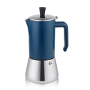 Cafetera Moka 6 Tazas 300 Ml Acero Inoxidable Azul